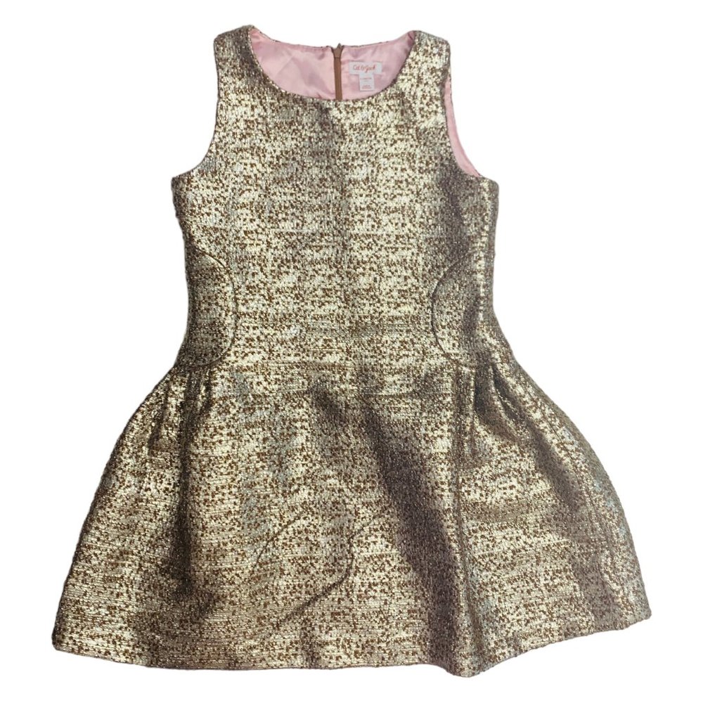 G08-Cat & Jack, 10-12Y, 0/s poly formal dress, Gold